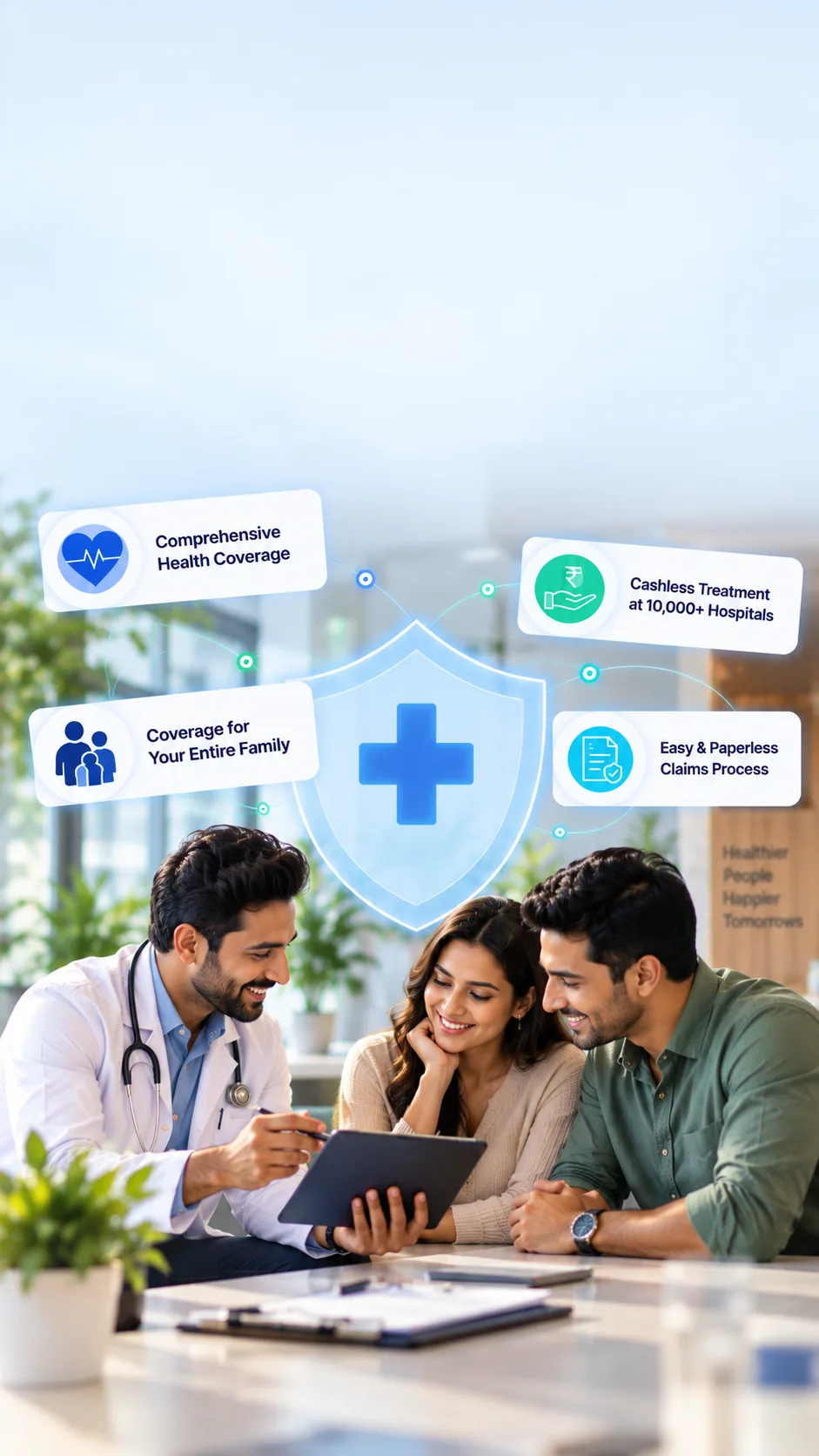 A health insurance consultation in a modern office