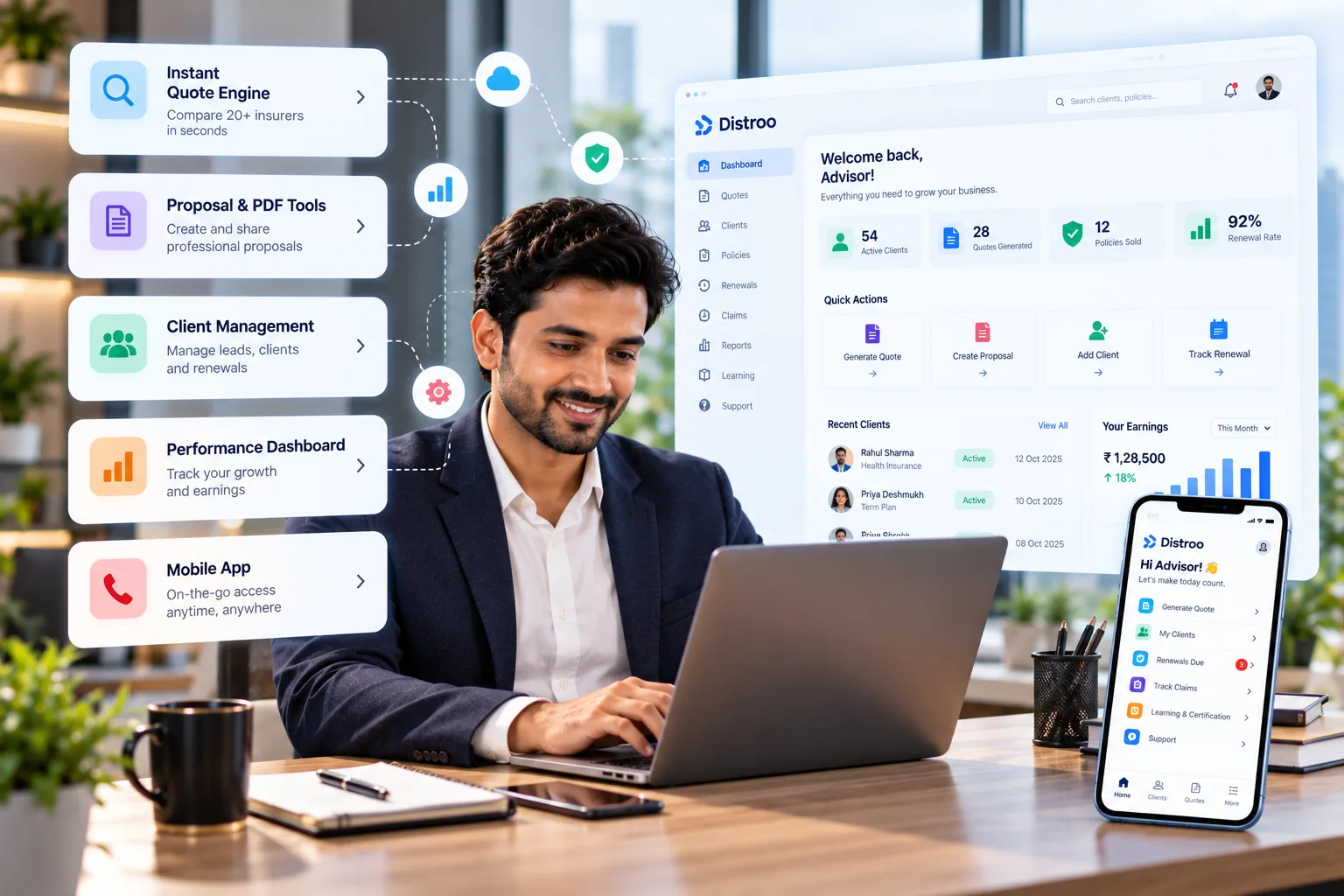Technology tools and advisor portal dashboard