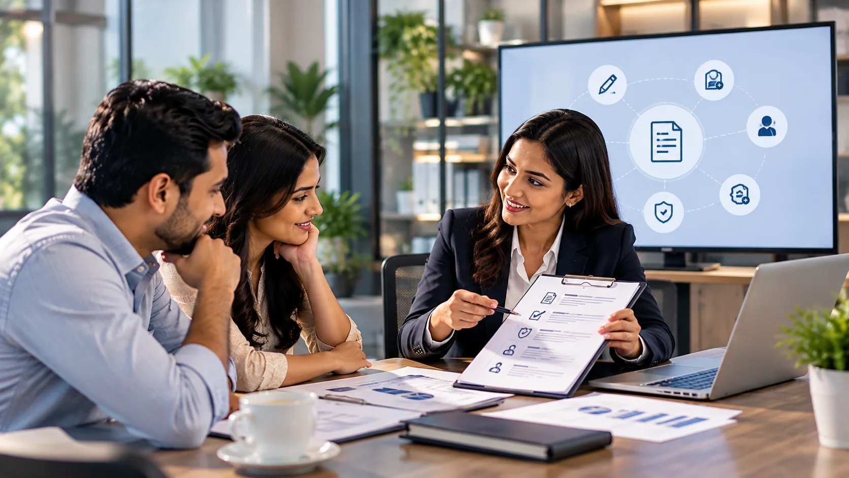 A support team resolving insurance policy requests